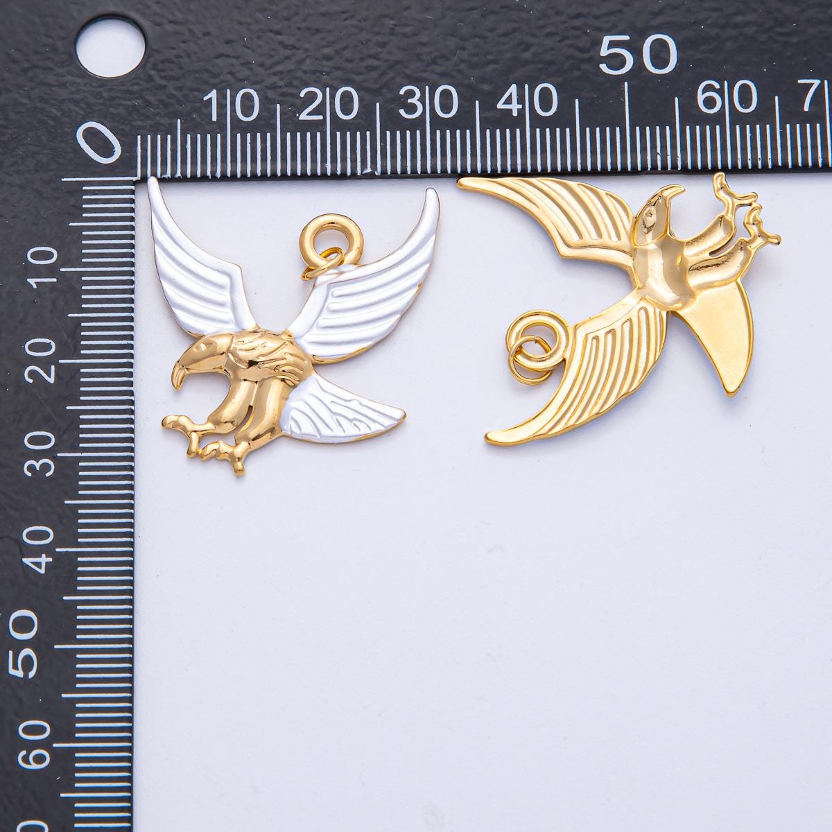 Stainless Steel 35.6mm Eagle Bird Mixed Metal Statement Charm Craft Supply for Bold Jewelry Design Symbol of Strength & Freedom | J913