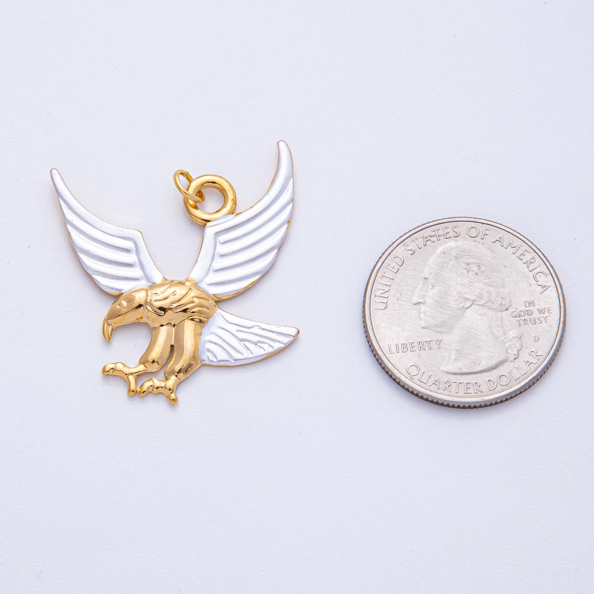 Stainless Steel 35.6mm Eagle Bird Mixed Metal Statement Charm Craft Supply for Bold Jewelry Design Symbol of Strength & Freedom | J913