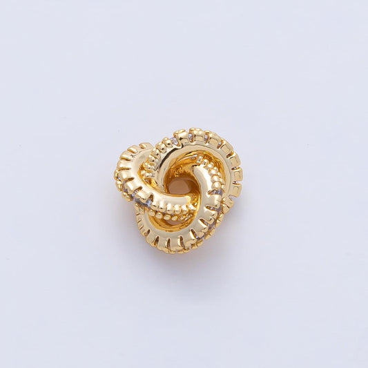 18K Gold Filled 8.5mm Triple Micro Paved CZ Rondelle Knot Bead Luxury Jewelry Spacer DIY for Necklace & Bracelet Design Supply | B523