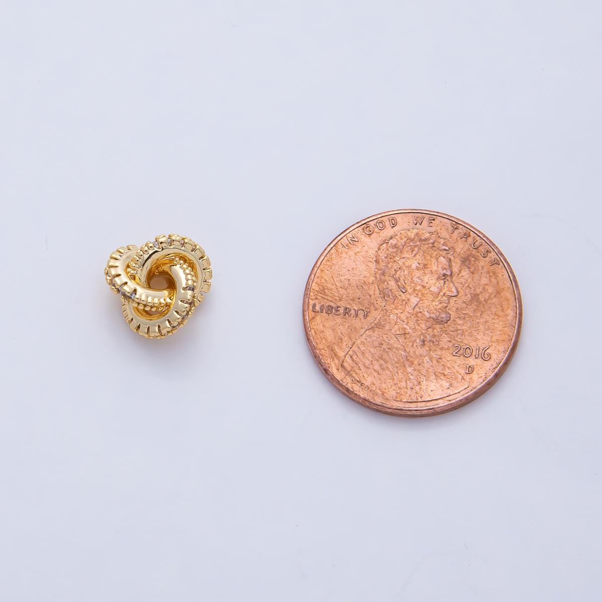 18K Gold Filled 8.5mm Triple Micro Paved CZ Rondelle Knot Bead Luxury Jewelry Spacer DIY for Necklace & Bracelet Design Supply | B523