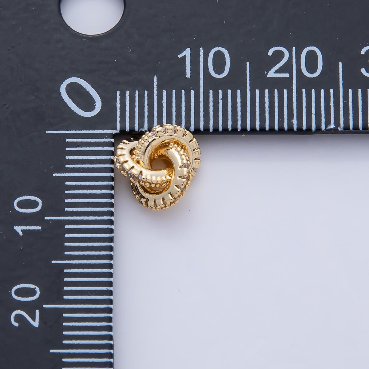 18K Gold Filled 8.5mm Triple Micro Paved CZ Rondelle Knot Bead Luxury Jewelry Spacer DIY for Necklace & Bracelet Design Supply | B523