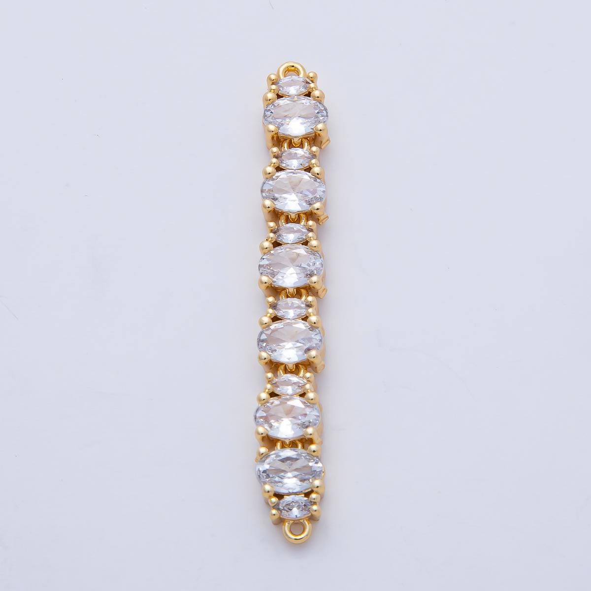 18K Gold Filled 45.9mm Clear CZ Oval Marquise Link Chain Connector for Jewelry Making Bracelet DIY Supply | Y166