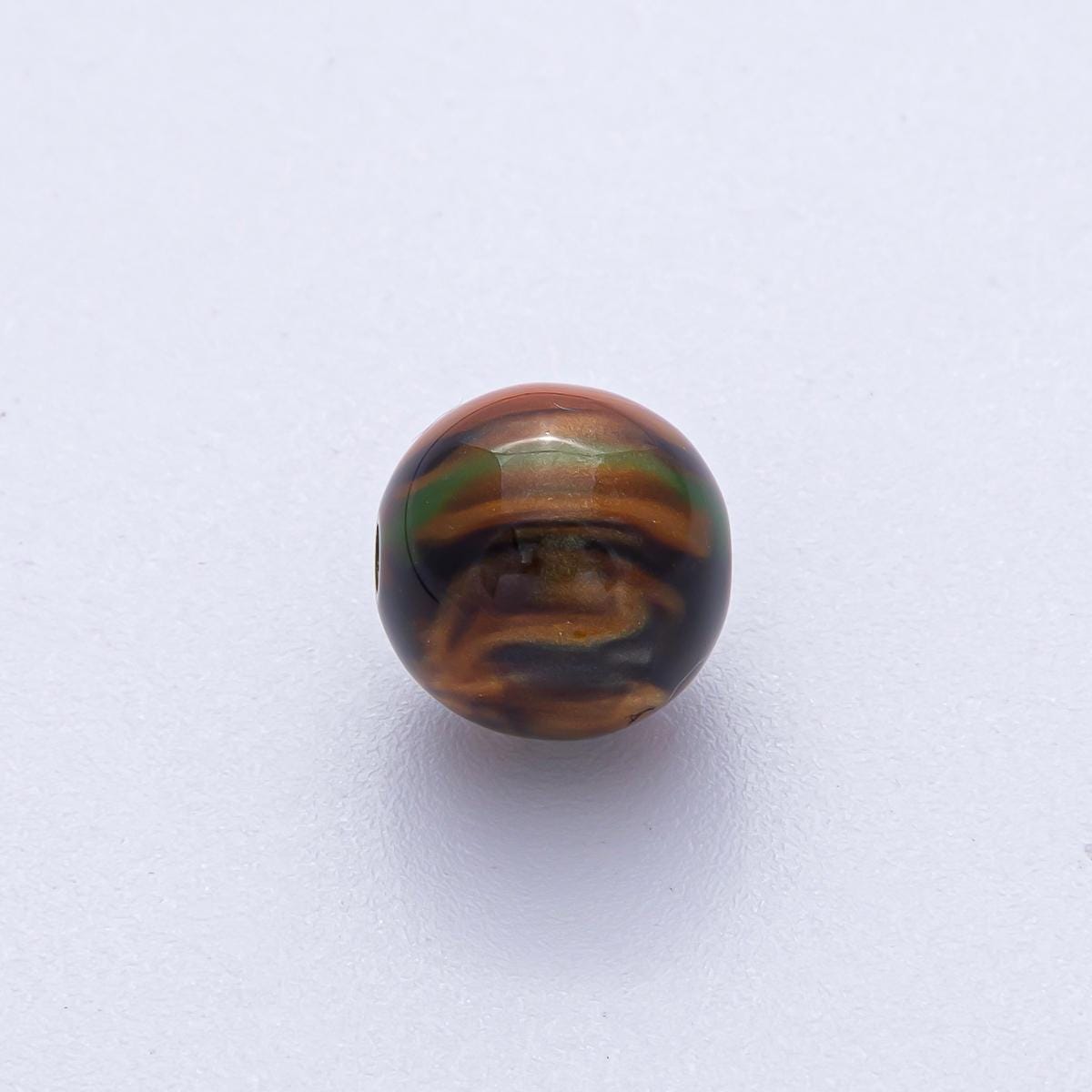 12mm Dark Teal, Yellow, Blue, Purple, Brown, Green Glitter Resin Round Bead DIY Jewelry Supply Finding for Custom Necklace & Bracelet | B569