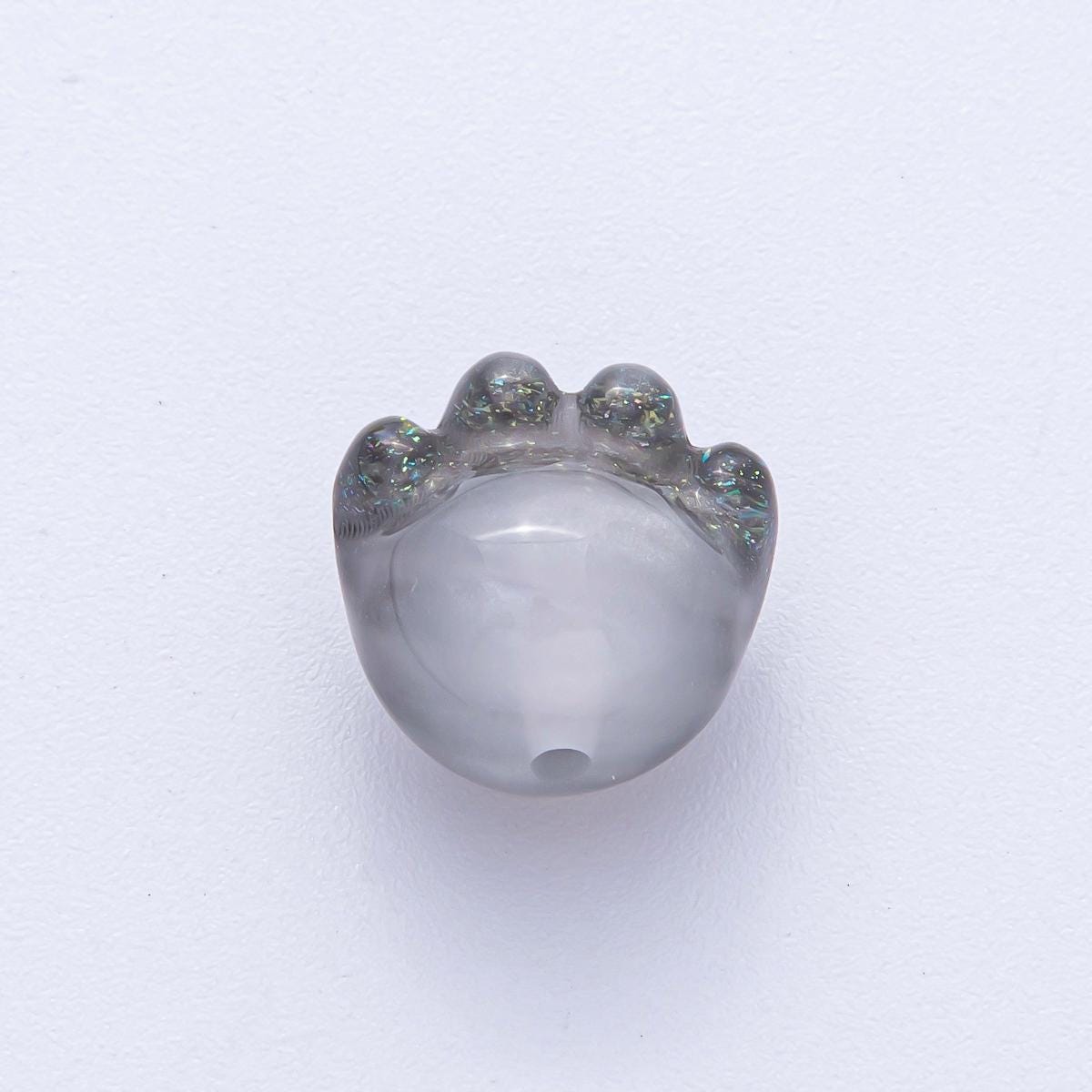 15.7mm Grey, Red, Blue, Green, Pink, White, Purple Glitter Resin Paw Print Pet Animal Bead Make Your Own DIY Jewelry Supply | B653