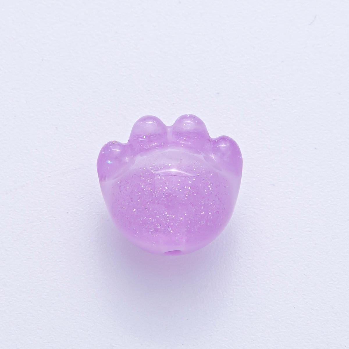 15.7mm Grey, Red, Blue, Green, Pink, White, Purple Glitter Resin Paw Print Pet Animal Bead Make Your Own DIY Jewelry Supply | B653