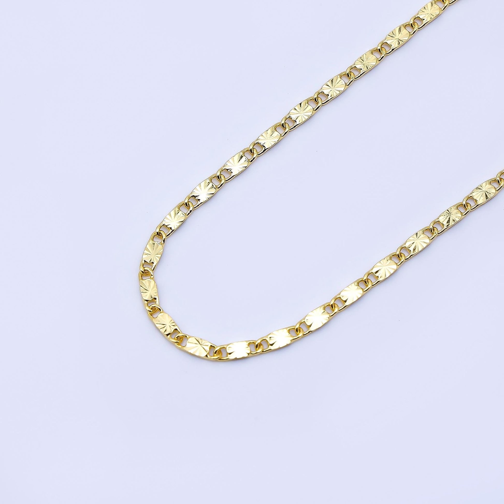 24k gold filled link sunburst unique chain 17.72" + 2" extender necklace | WA-4017