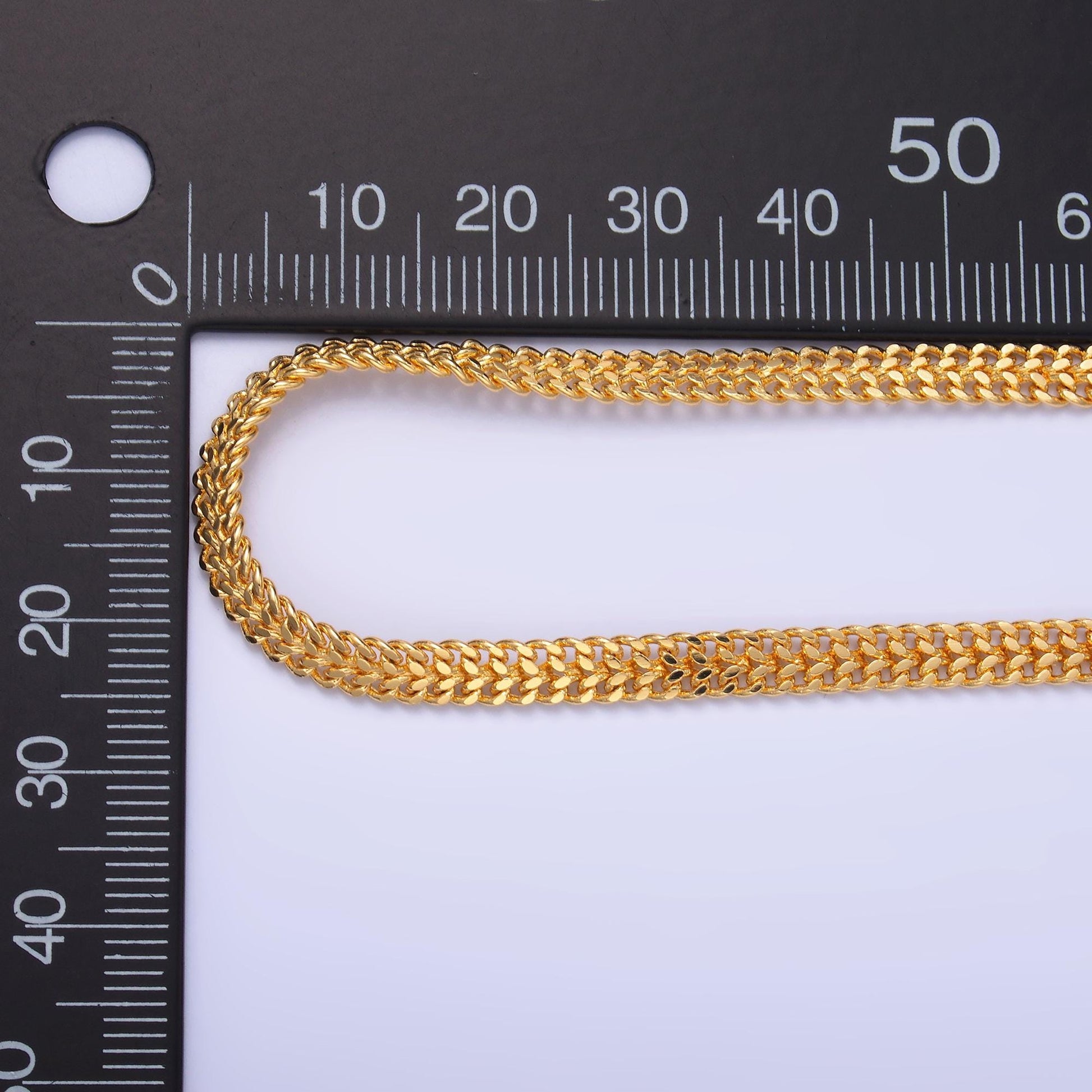 24K Gold Filled 4.5mm Double Weave Curb Chain Unfinished Chain by Yard Wholesale Bulk DIY Supply for Jewelry Making Necklace | Roll-2018