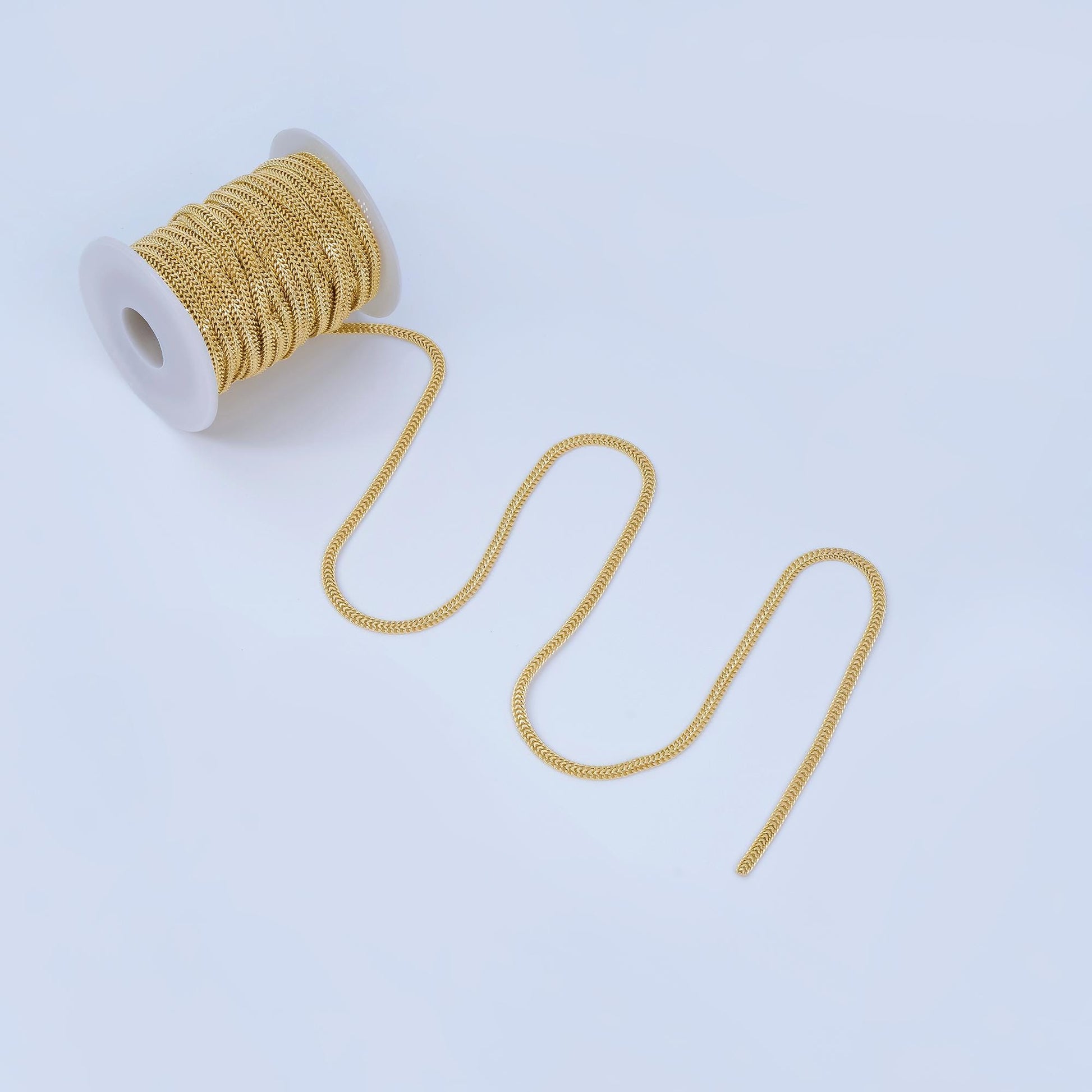 24K Gold Filled 4.5mm Double Weave Curb Chain Unfinished Chain by Yard Wholesale Bulk DIY Supply for Jewelry Making Necklace | Roll-2018