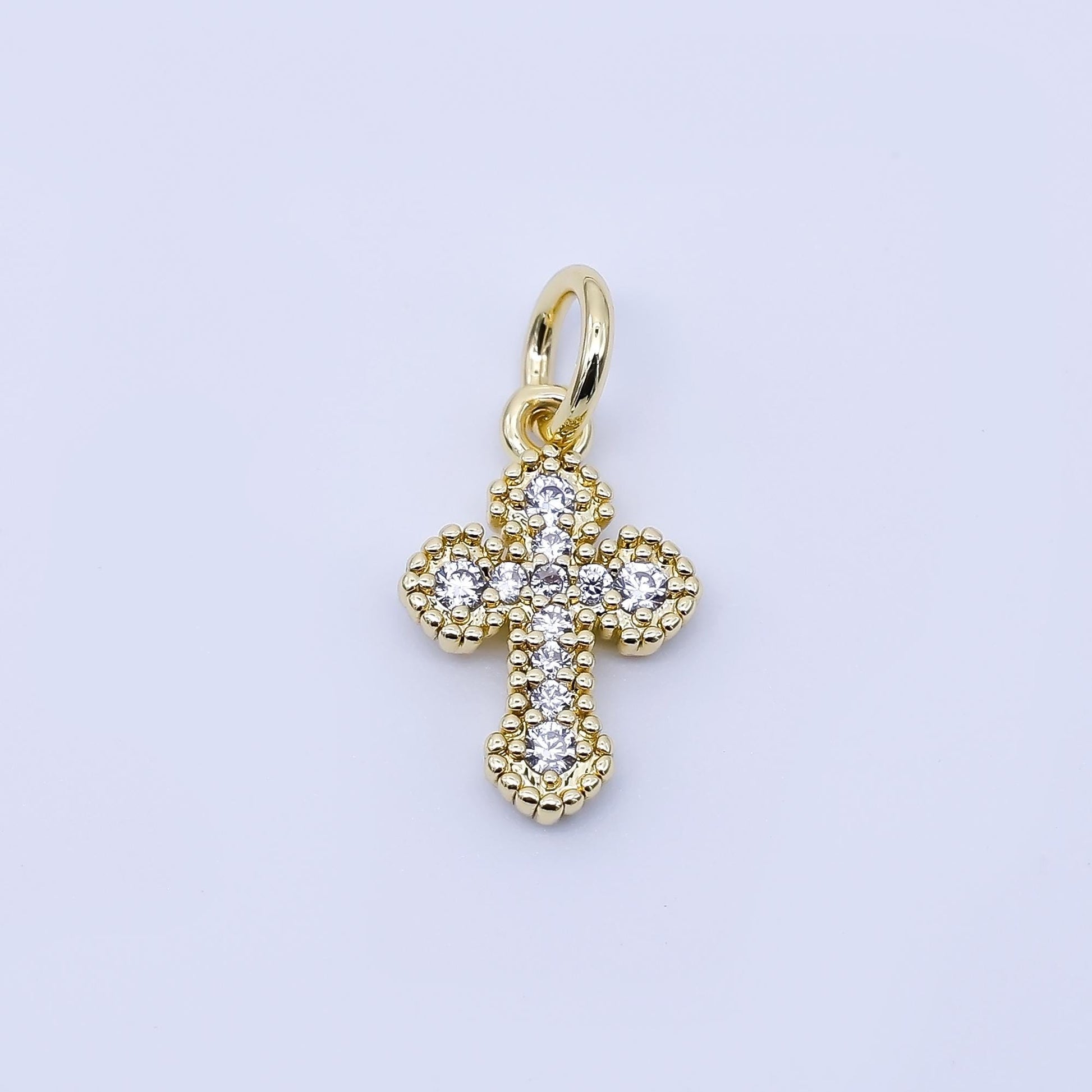 24k Gold Filled Clear CZ Religious Cross Charm in Gold & Silver Spiritual Theme DIY Supply for Jewelry Making Necklace Bracelet | C974
