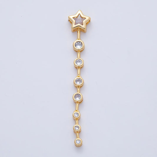 18K Gold Filled Star Round Clear CZ Bezel Drop Bead Gemstone Connector for Necklace or Earring Making DIY Jewelry Supply | B428