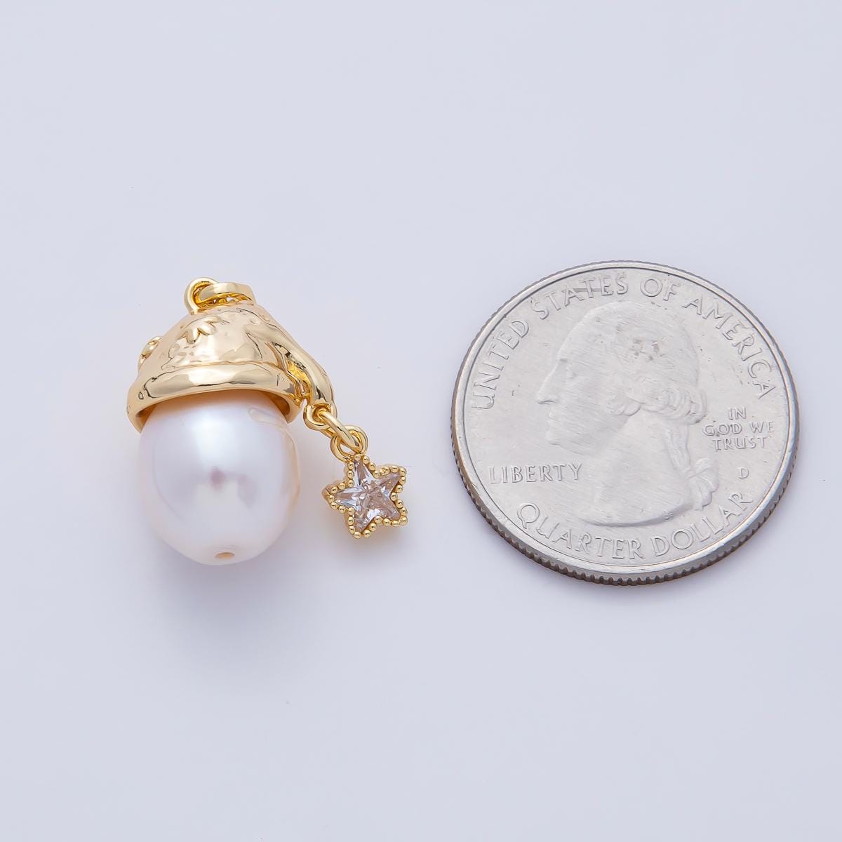 Dainty Pearl Santa Clause Charm micro paved cz dainty 18k gold filled Pearl for Christmas holiday season greetings pendant | AF1185