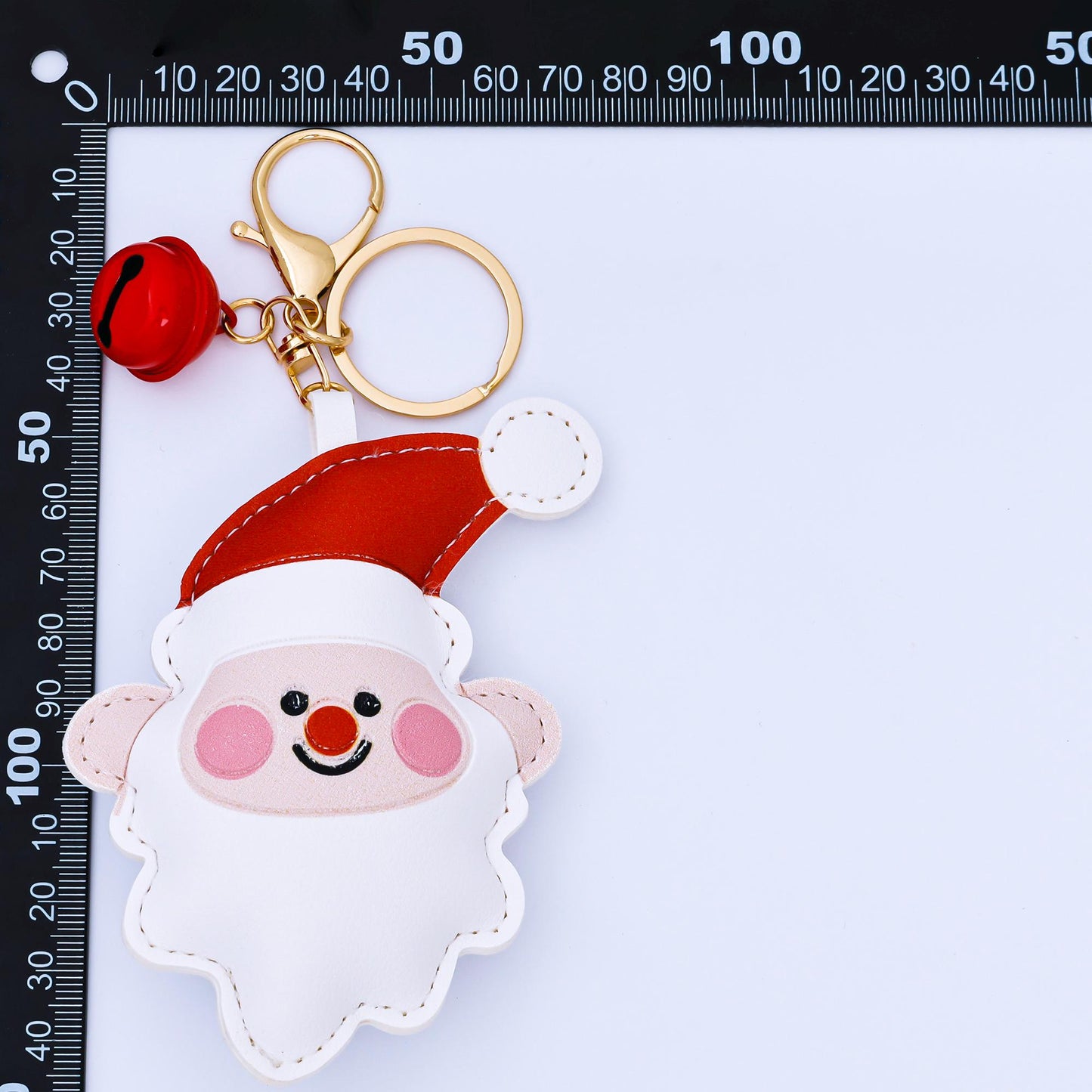 Limited Edition Christmas Tree Santa Clause Mitten Faux Leather Clip On Bag Charm Keychain with Bell for Holiday Season Gift Idea | WB-00203