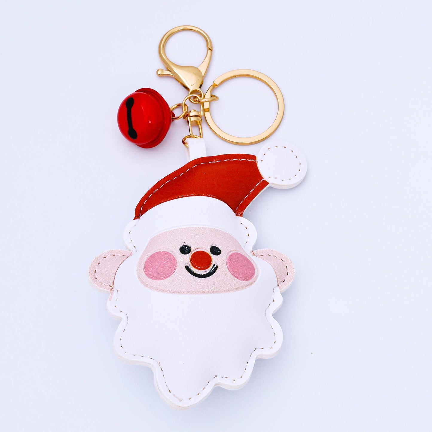 Limited Edition Christmas Tree Santa Clause Mitten Faux Leather Clip On Bag Charm Keychain with Bell for Holiday Season Gift Idea | WB-00203