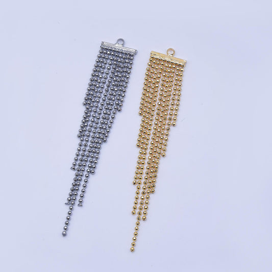 Dainty Elegant Gold & Silver 62mm Tassel Beaded Chain Drop Charm DIY Jewelry Making Supply for Earring or Necklace | AF1585