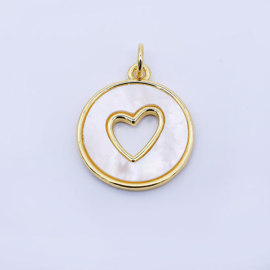 24K Gold Filled 19.5mm White Shell Pearl Open Heart Love Charm DIY Jewelry Making Supply for Dainty Necklace or Earring | AF1621