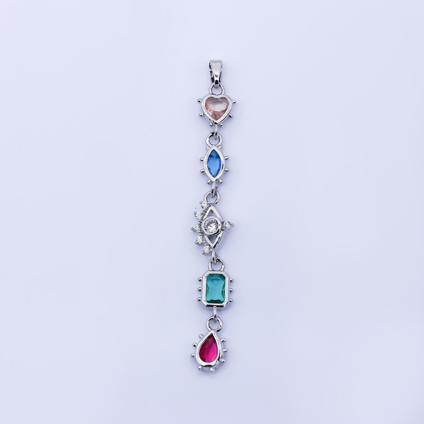 24K Gold Filled Multi Color Shape CZ Drop Charm Evil Eye Pendant Heart Marquise & Teardrop Design in Gold or Silver DIY Jewelry | AA1673