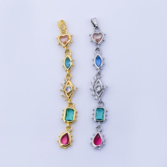 24K Gold Filled Multi Color Shape CZ Drop Charm Evil Eye Pendant Heart Marquise & Teardrop Design in Gold or Silver DIY Jewelry | AA1673