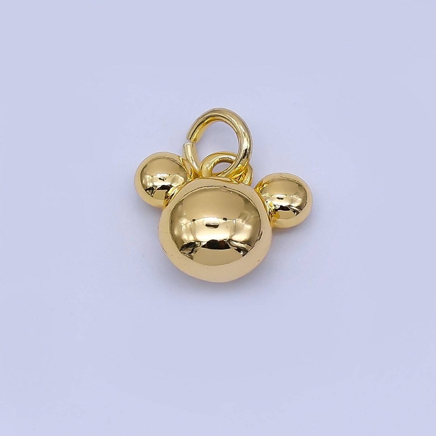 24K Gold Filled 7.8mm Chubby Mouse Ears Animal Charm in Gold & Silver Adorable Pendant for Necklace Bracelet or Earring Design | AF1583