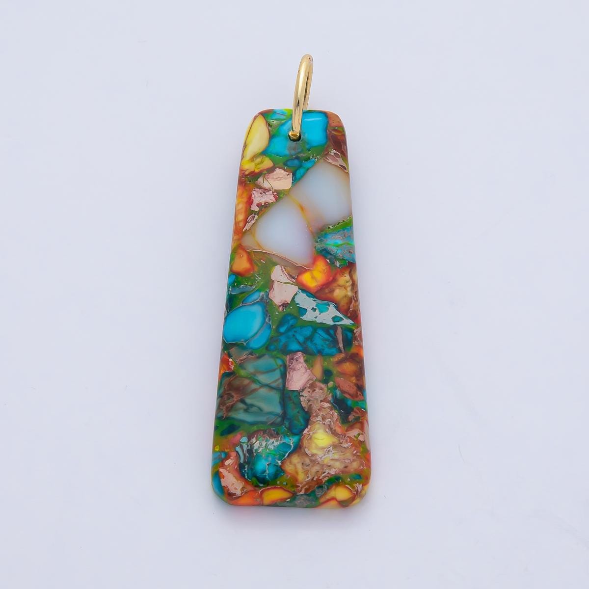 18k Natural Stone Trapezoid Dyed Turquoise Gemstone Charm DIY Boho Jewelry Making Supplies | AF1495