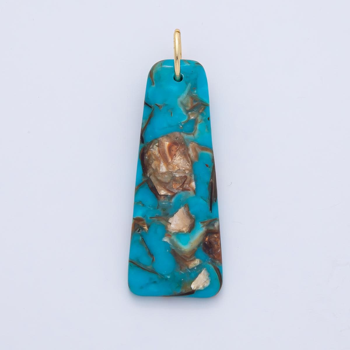 18k Natural Stone Trapezoid Dyed Turquoise Gemstone Charm DIY Boho Jewelry Making Supplies | AF1495