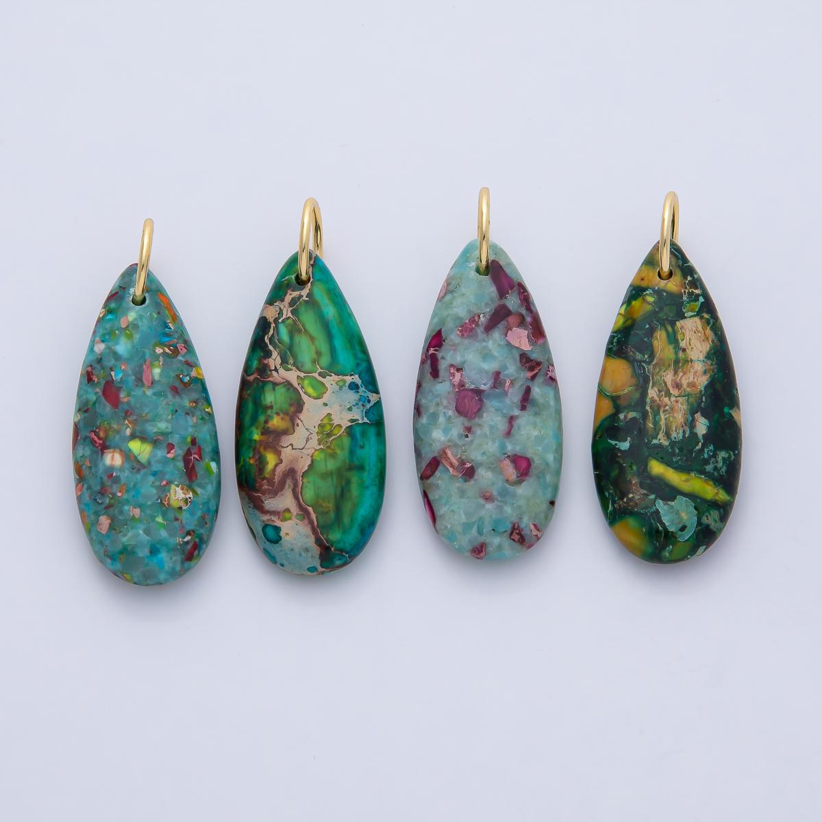 18k Natural Stone Teardrop Dyed Turquoise Gemstone Charms DIY Boho Jewelry Making Supplies | AF1497
