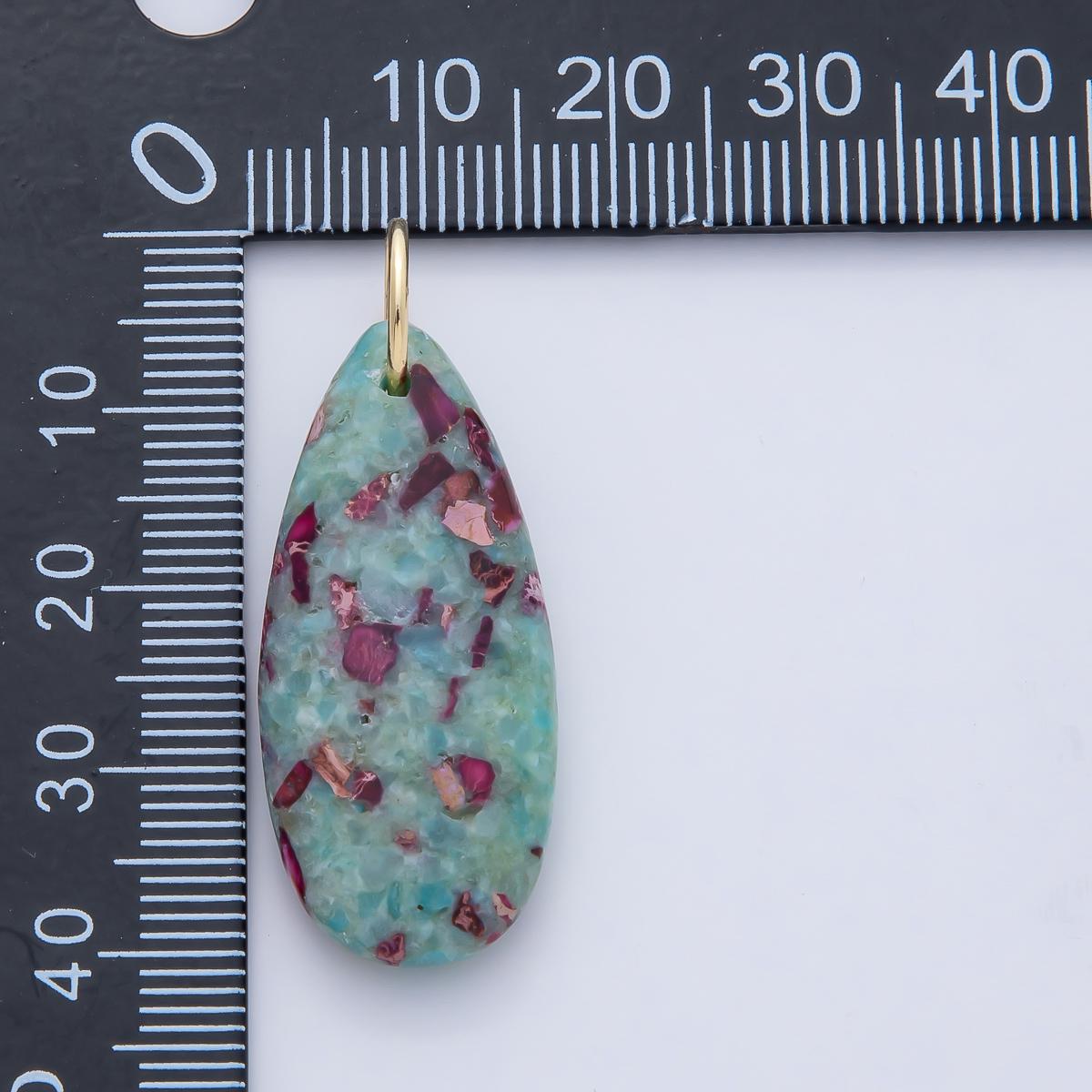 18k Natural Stone Teardrop Dyed Turquoise Gemstone Charms DIY Boho Jewelry Making Supplies | AF1497
