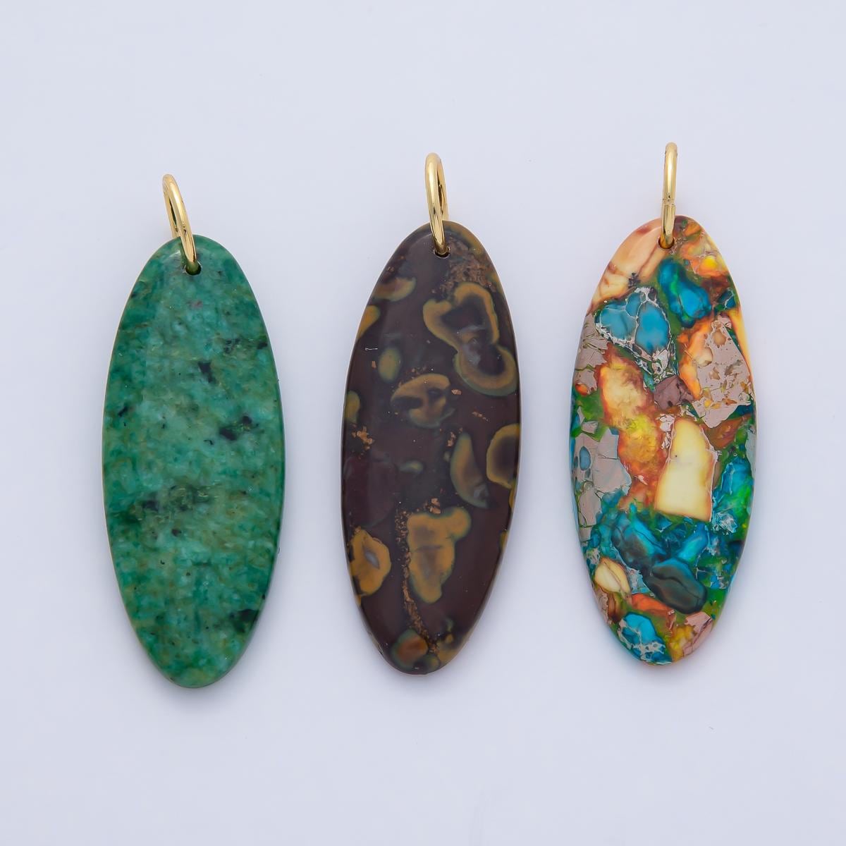 18K Gold Filled 45.1mm Dyed Turquoise Jasper Mixed Gemstone Charm Natural Healing Stone Pendant DIY Jewelry Necklace Earrings | AF1593