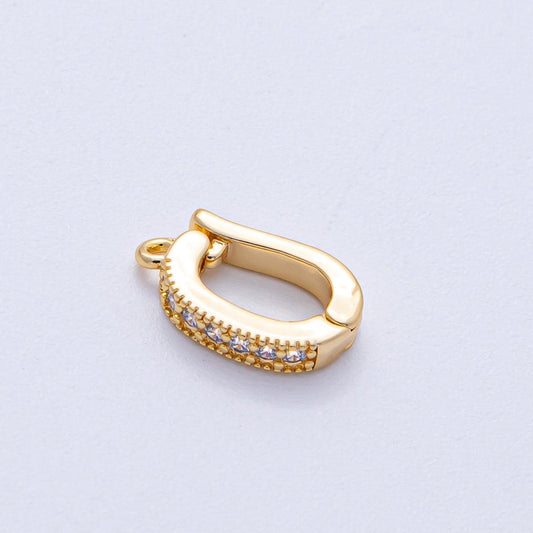 18K Gold Filled 14.2mm Micro Paved CZ Snap Latch Bail Finding Closure Bracelet & Necklace Clasp DIY Jewelry Supply | Z1605