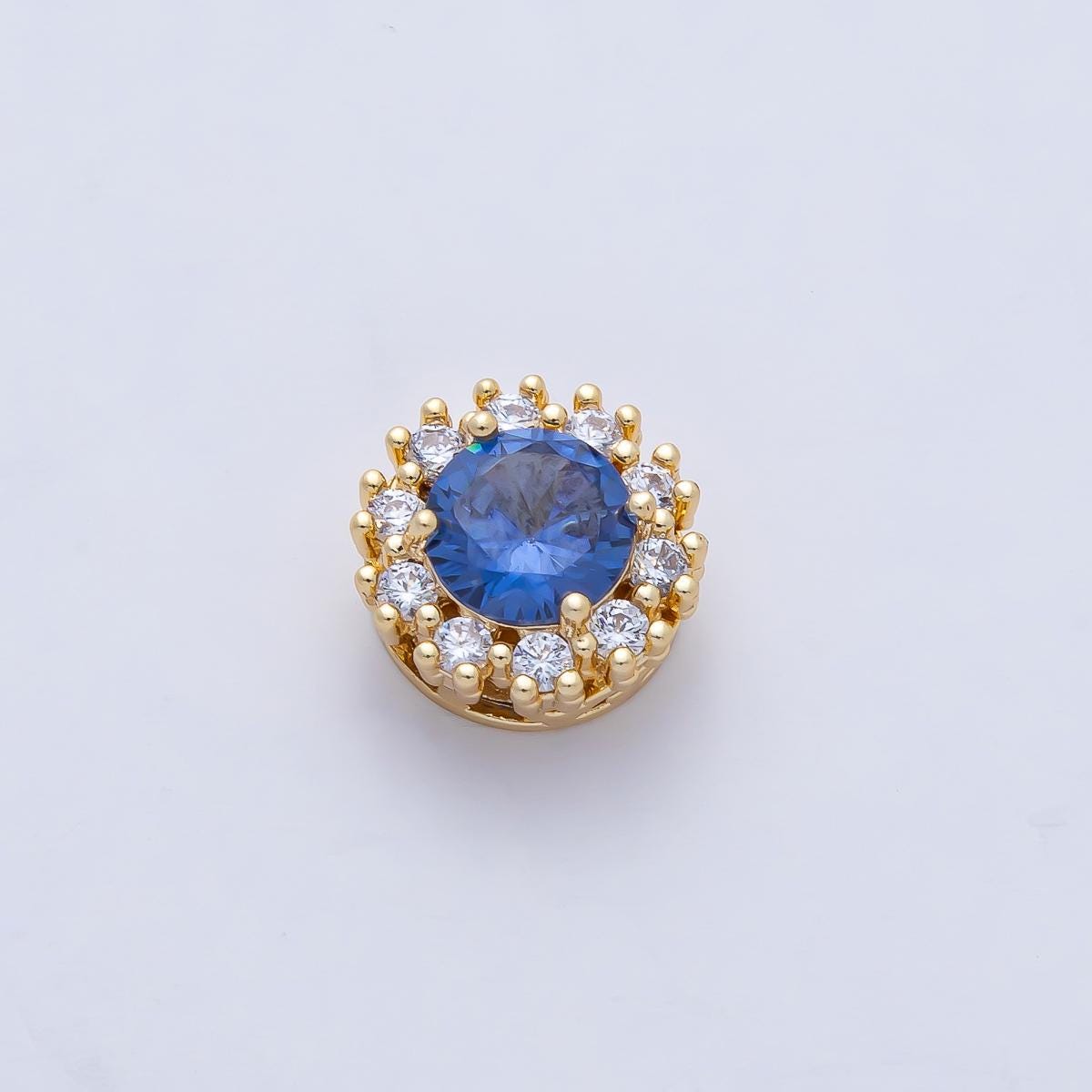 16K Gold Filled 7mm Colorful CZ Bead Charm Spacer | B-527 B-528