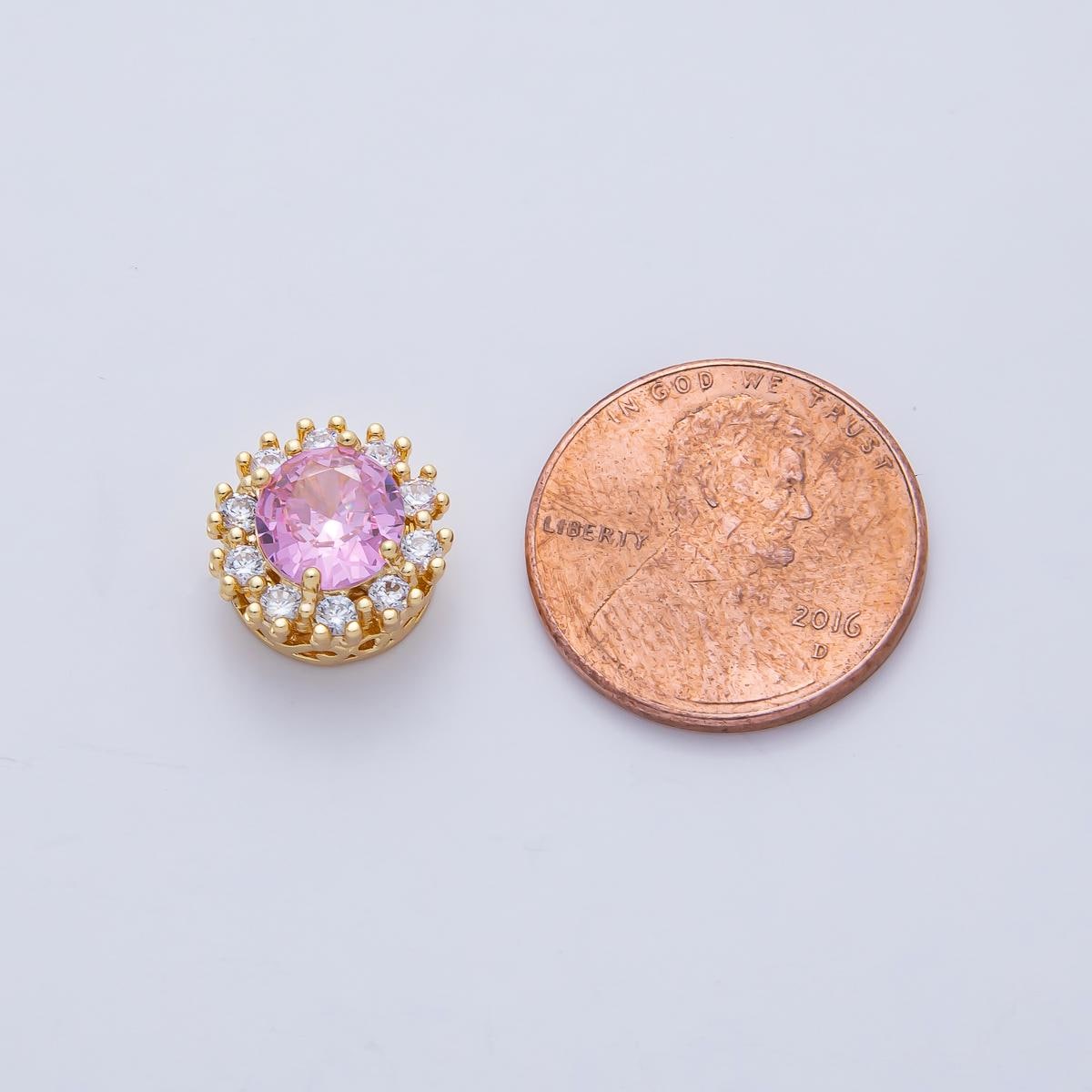 16K Gold Filled 7mm Colorful CZ Bead Charm Spacer | B-527 B-528