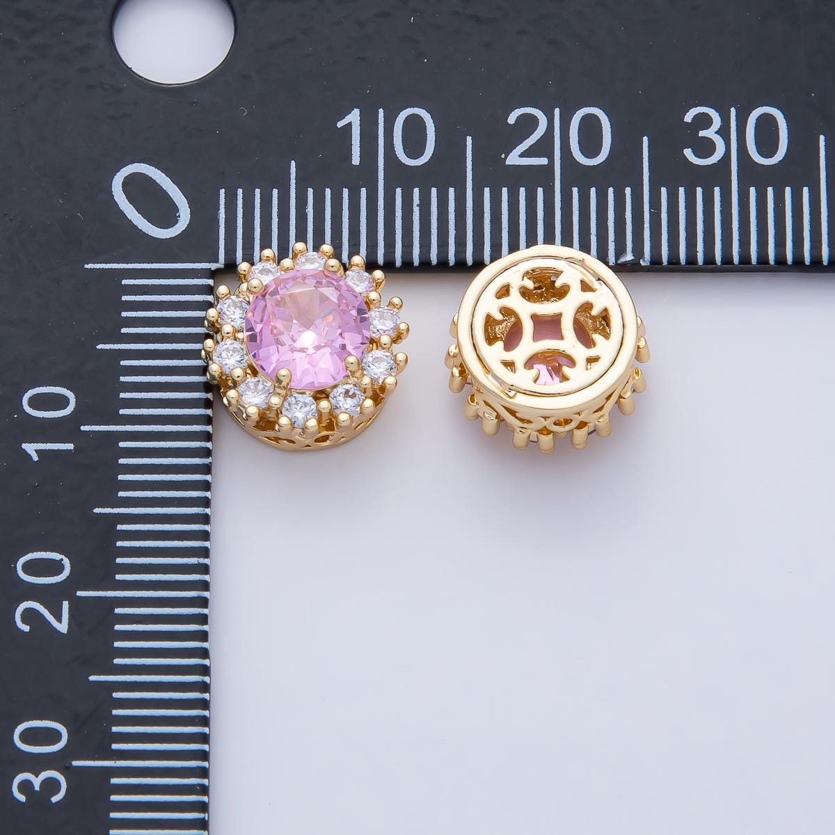 16K Gold Filled 7mm Colorful CZ Bead Charm Spacer | B-527 B-528