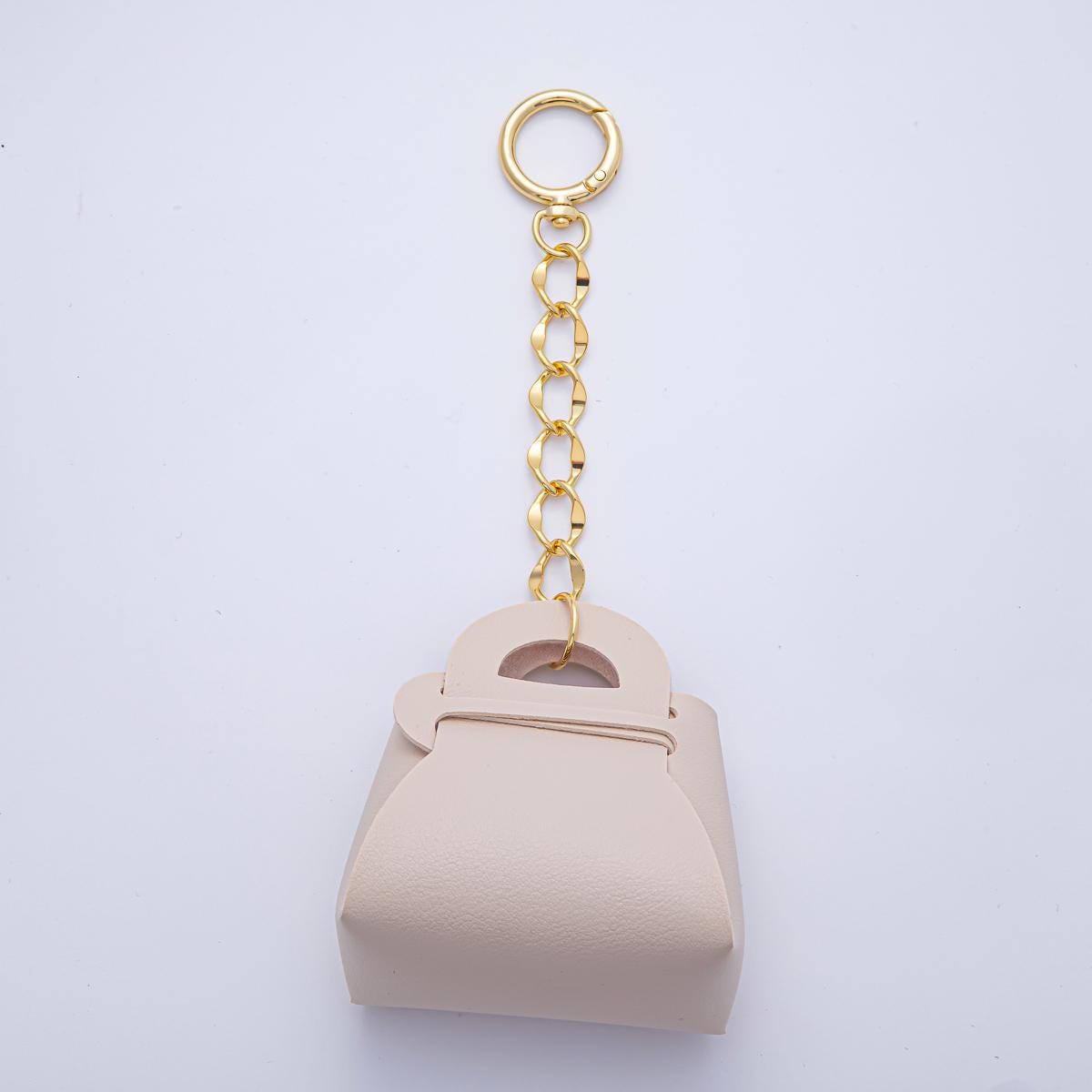18k Gold Filled Faux Leather Black, Brown, Olive and Blue Mini Purse Bag Charm Keychain Key Ring Accessories | WB-00273