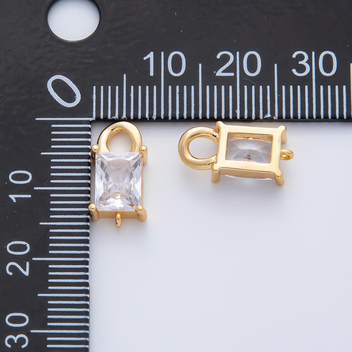18K Gold Filled 10.7mm Rectangle CZ Connector Charm Dangle Pendant for Necklaces Earrings DIY Jewelry Making | Z1448