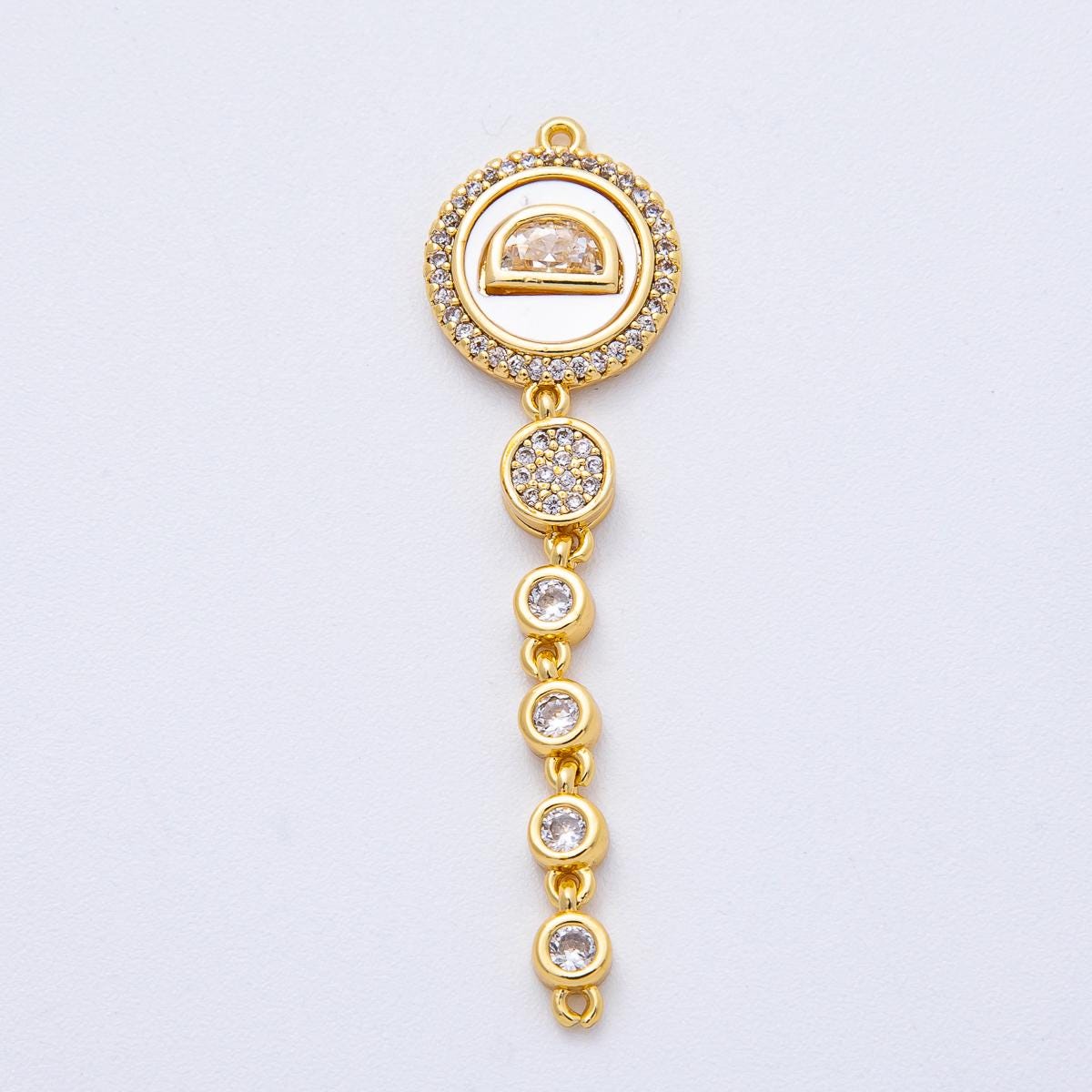 18k Gold Filled 47mm Micro Paved CZ Long Drop Charm Multi-Stone Style Connector for Earrings and Necklaces DIY Jewelry Supply Finding | Y172