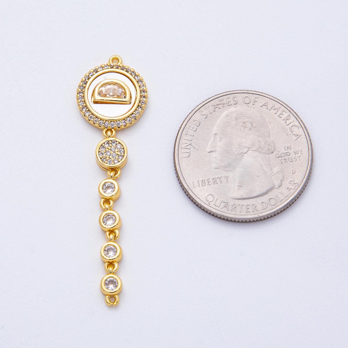 18k Gold Filled 47mm Micro Paved CZ Long Drop Charm Multi-Stone Style Connector for Earrings and Necklaces DIY Jewelry Supply Finding | Y172