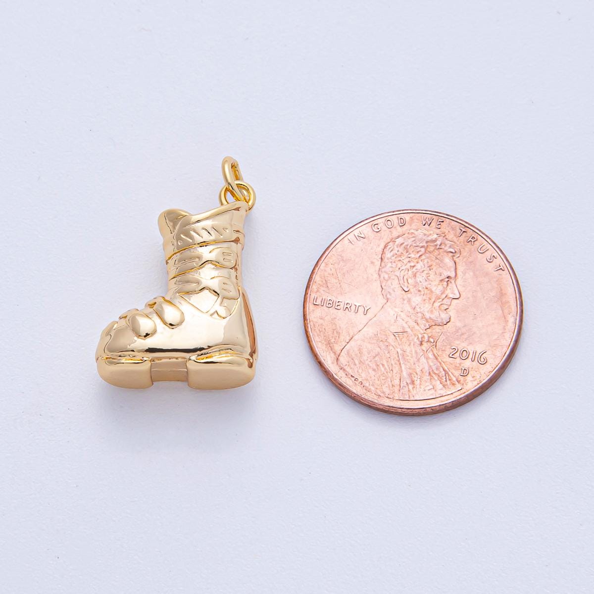 18K Gold Filled 18.3mm CZ Snow Boot Charm Winter Shoe for DIY Necklace Bracelet Jewelry Making Supply Finding | AK-008