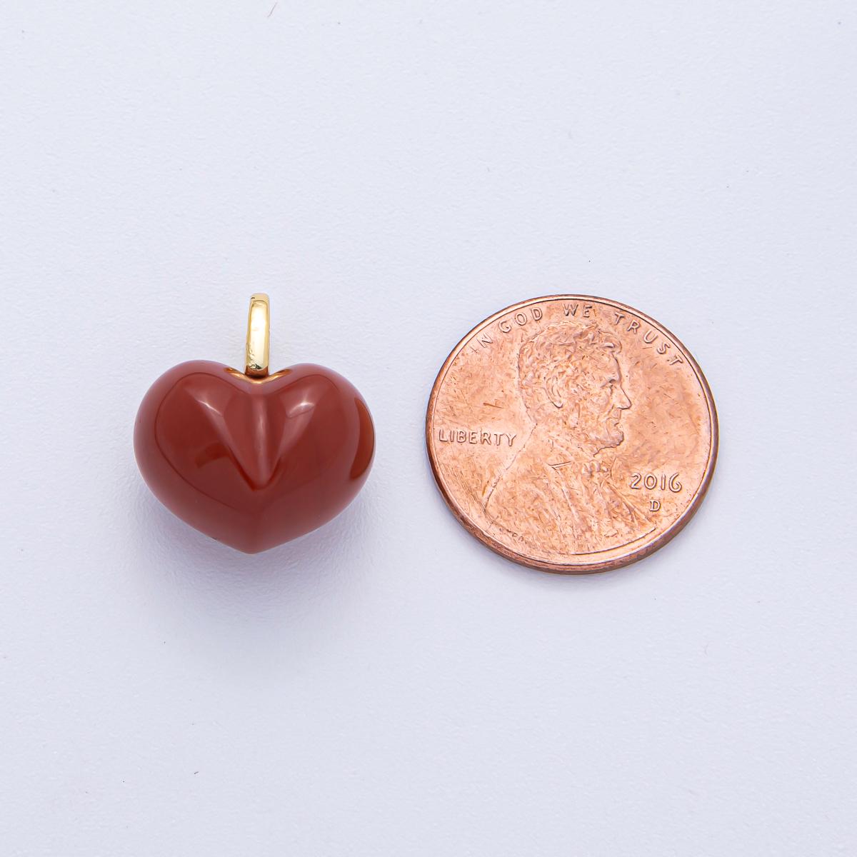 18k Gold Filled 18.3mm Natural Stone Heart Pendant Gemstone Heart Charms DIY Jewelry Supply Finding for Necklace Bracelet | AK-021