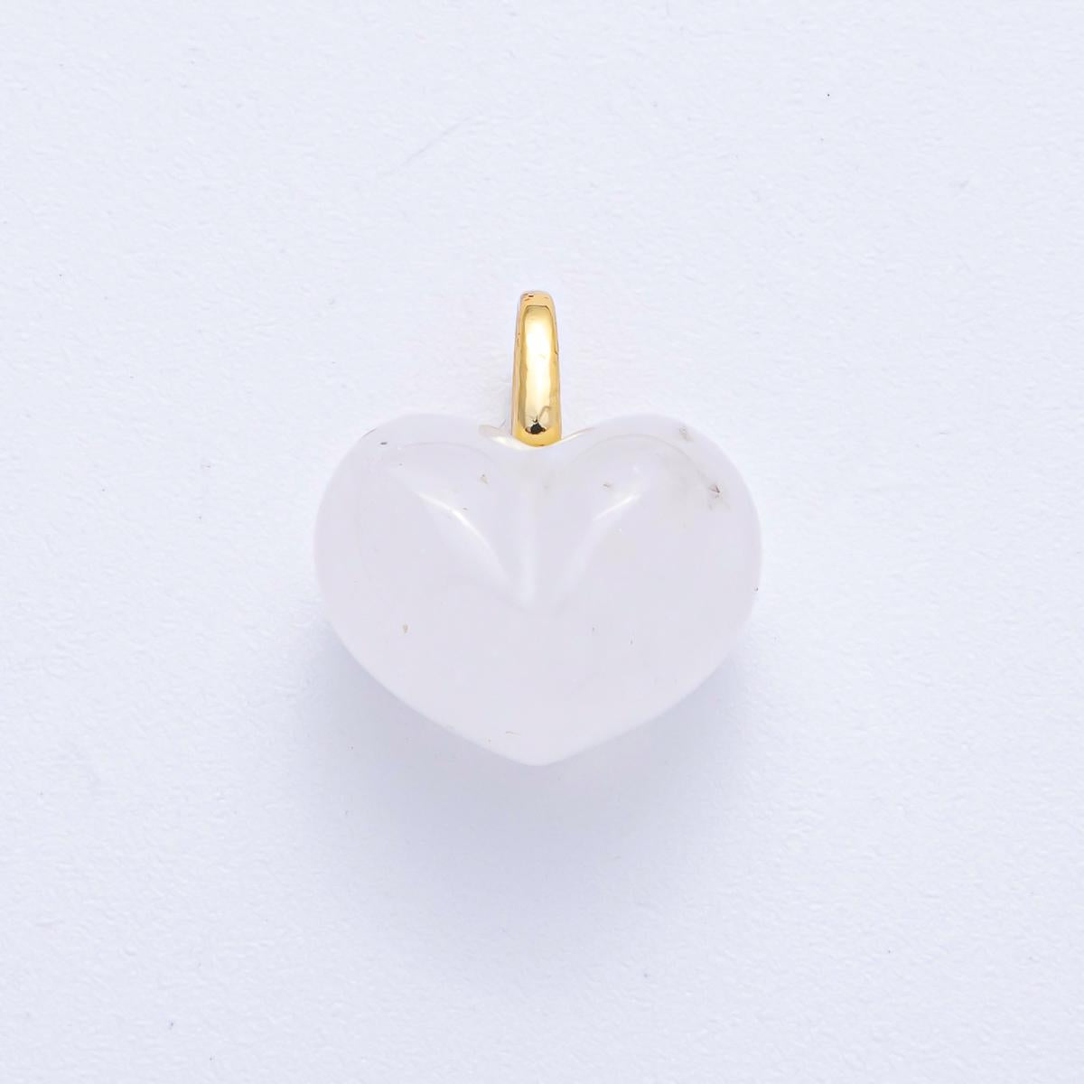 18k Gold Filled 18.3mm Natural Stone Heart Pendant Gemstone Heart Charms DIY Jewelry Supply Finding for Necklace Bracelet | AK-021