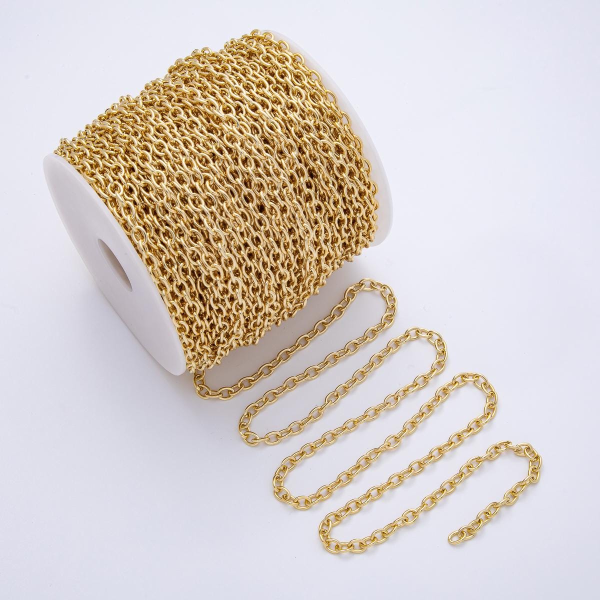 Stainless Steel 6.9mm Unfinished Oval Link Cable Chain Wholesale Bulk DIY Jewelry Supply Finding for Necklace Bracelet | Roll-1807