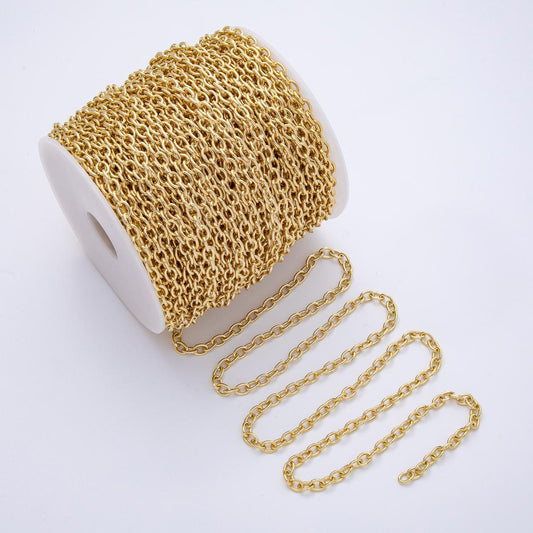 Stainless Steel 6.9mm Unfinished Oval Link Cable Chain Wholesale Bulk DIY Jewelry Supply Finding for Necklace Bracelet | Roll-1807