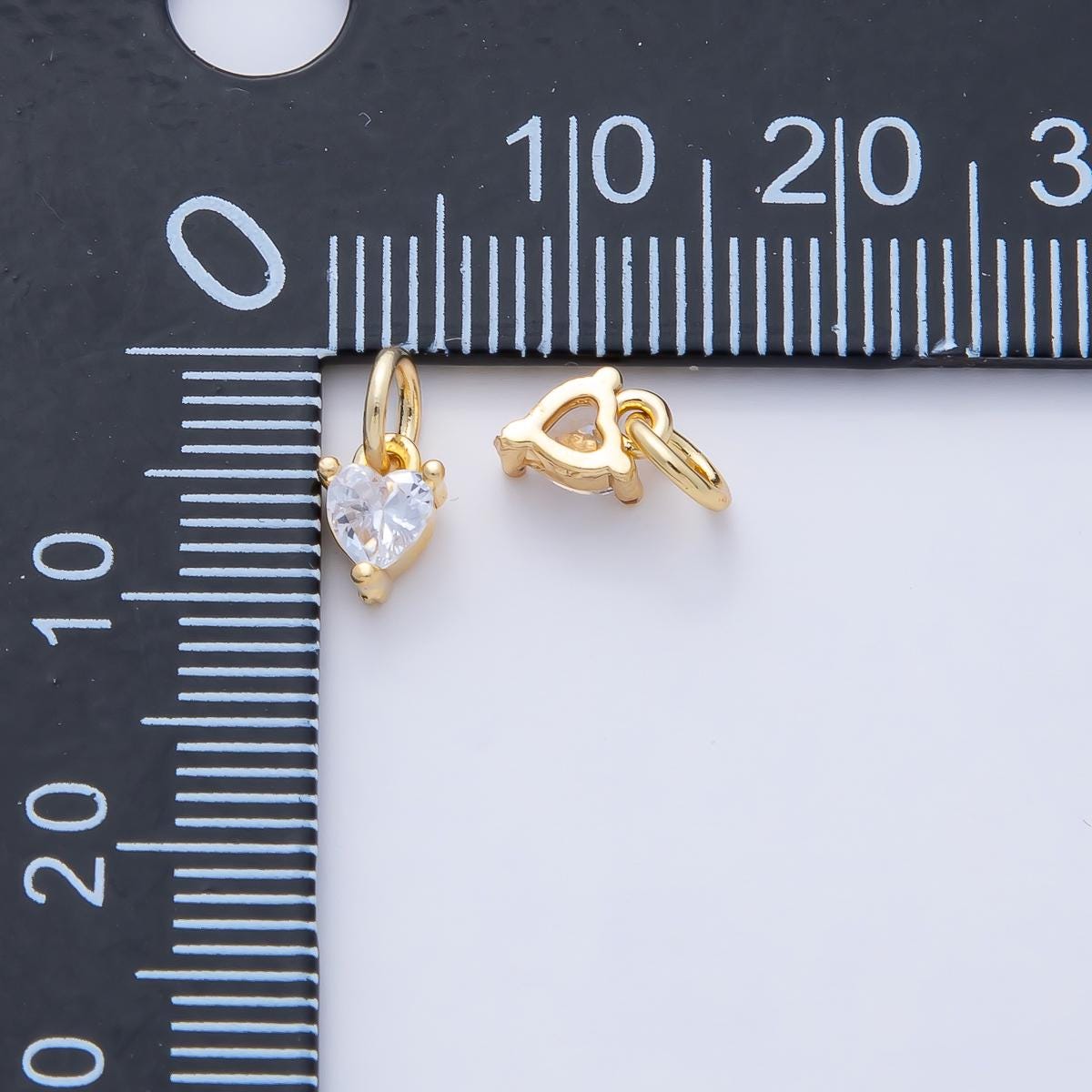 18k Gold Filled 6.6mm Large Clear CZ Crystal Charm Mini Heart Luxury Finding DIY Jewelry Supply for Custom Necklace Bracelet | AK-024