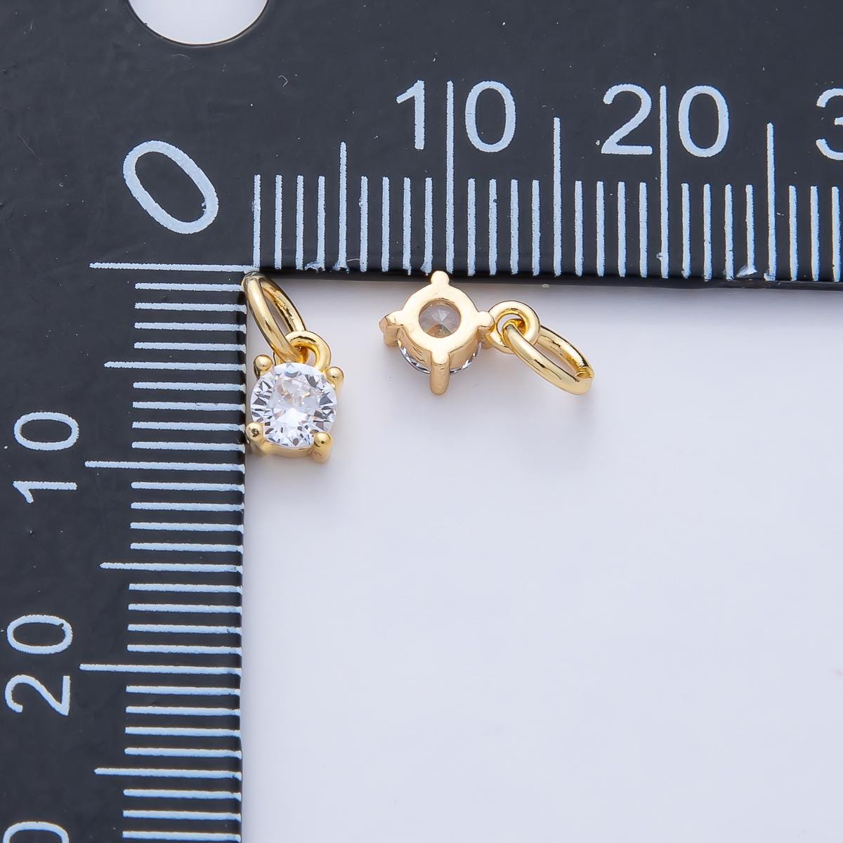 18k Gold Filled 6mm Clear CZ Crystal Charm Round Mini Luxury Finding DIY Jewelry Supply for Custom Necklace Bracelet | AK-027