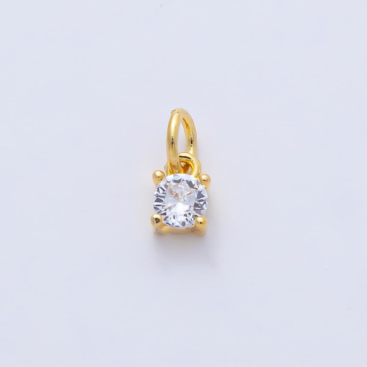 18k Gold Filled 6mm Clear CZ Crystal Charm Round Mini Luxury Finding DIY Jewelry Supply for Custom Necklace Bracelet | AK-027