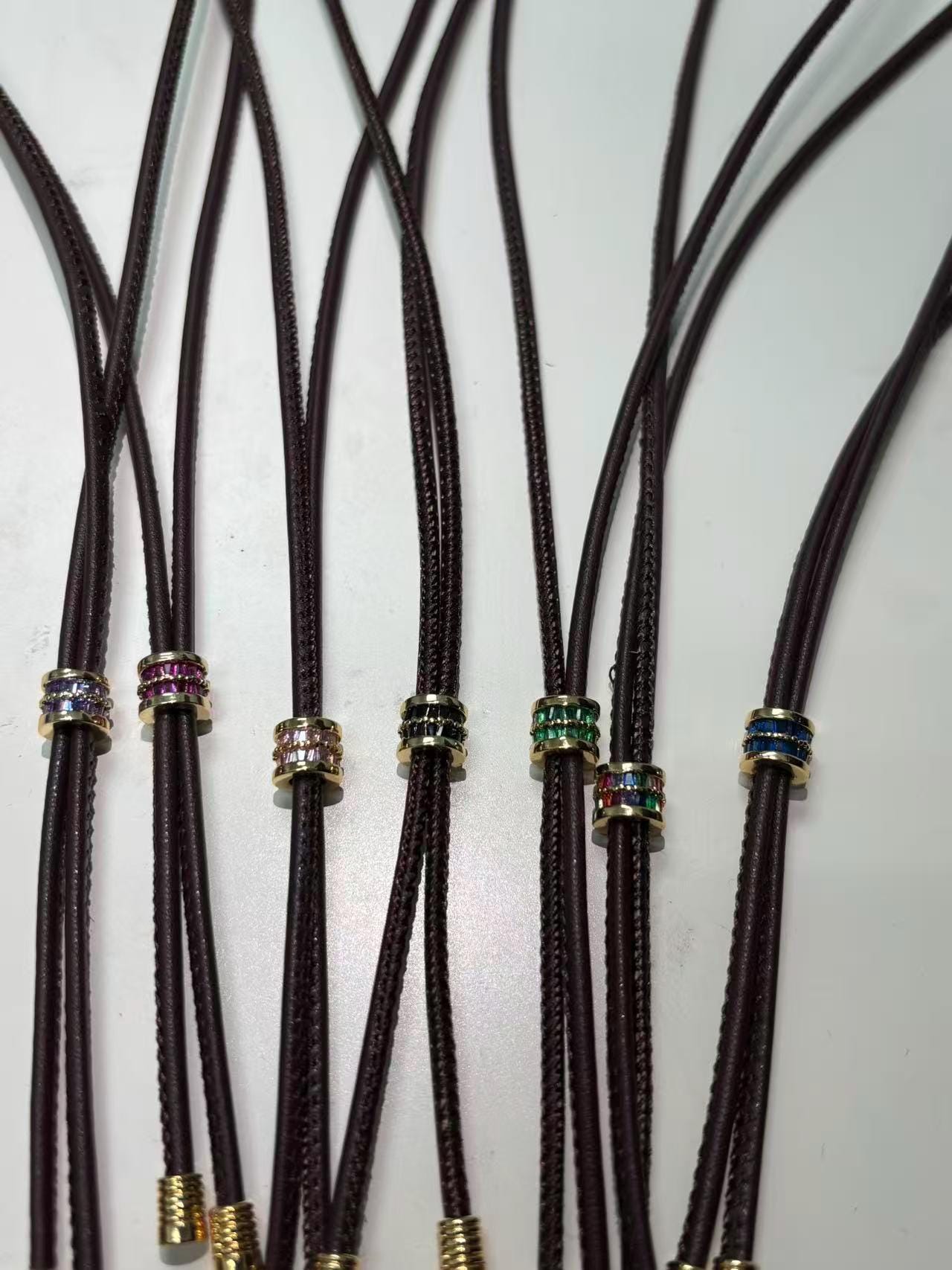 Dainty Brown Soft Leather feel Paracord Knot Tied Necklace for Cord Necklace Supply WA-375