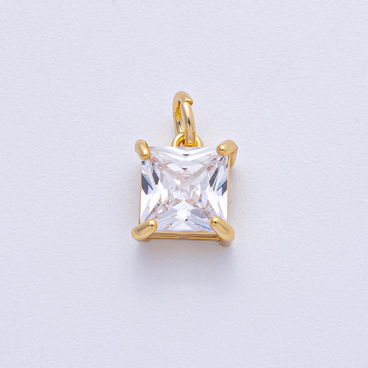 18k Gold Filled 9.7mm Clear CZ Square Baguette Mini Charm Elegant Finding DIY Jewelry Supply for Custom Necklace Bracelet | AK-033