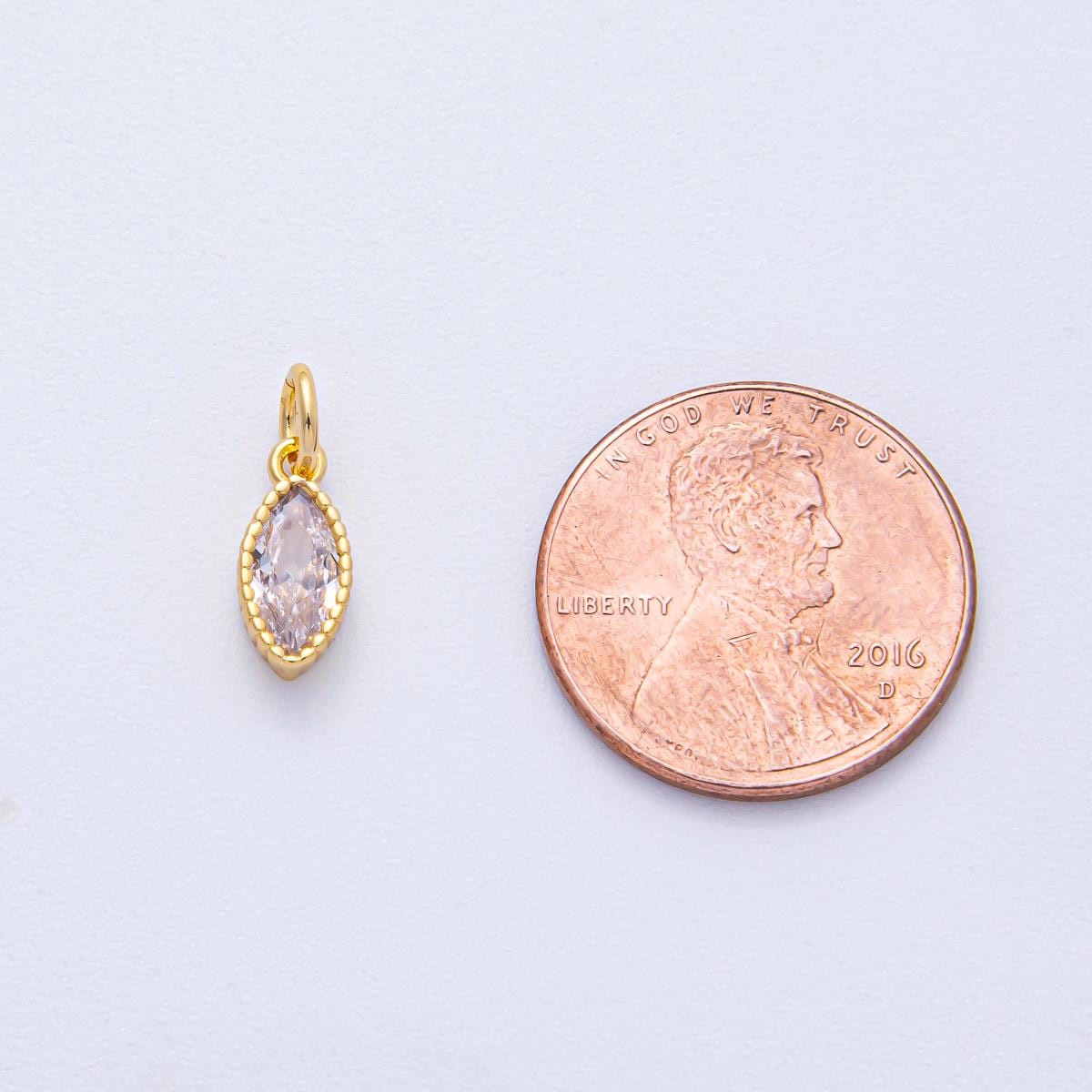 18k Gold Filled 11mm Clear CZ Marquise Mini Charm Elegant Finding DIY Jewelry Supply for Custom Necklace Bracelet | AK-034