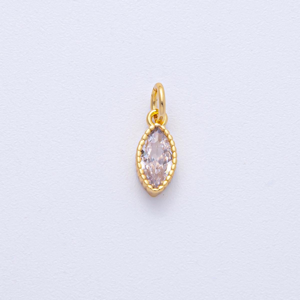 18k Gold Filled 11mm Clear CZ Marquise Mini Charm Elegant Finding DIY Jewelry Supply for Custom Necklace Bracelet | AK-034