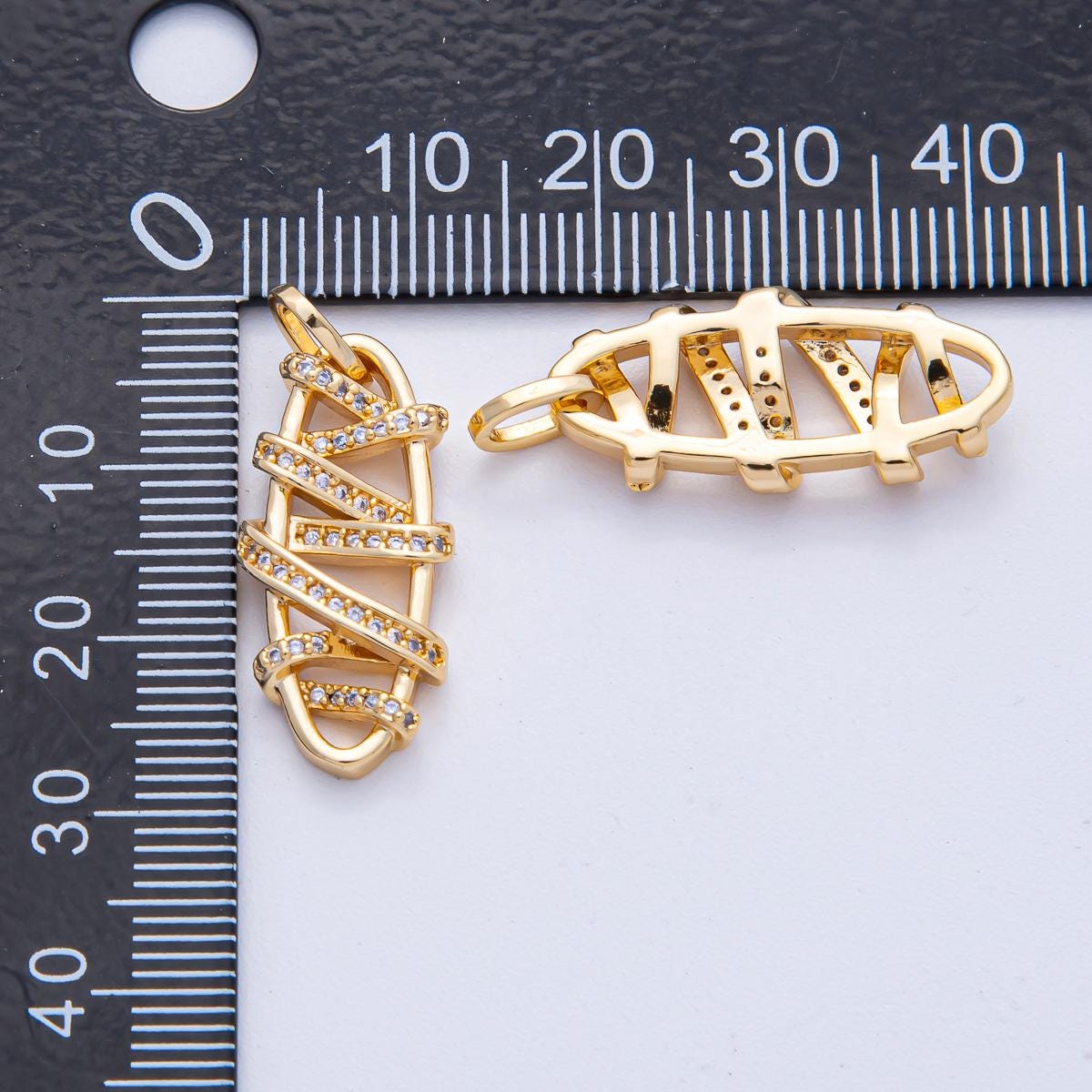18K Gold Filled 24.9mm Micro Paved CZ Band Oval Geometric Charm DIY Jewelry Supply Finding for Custom Necklace Bracelet | AK-038