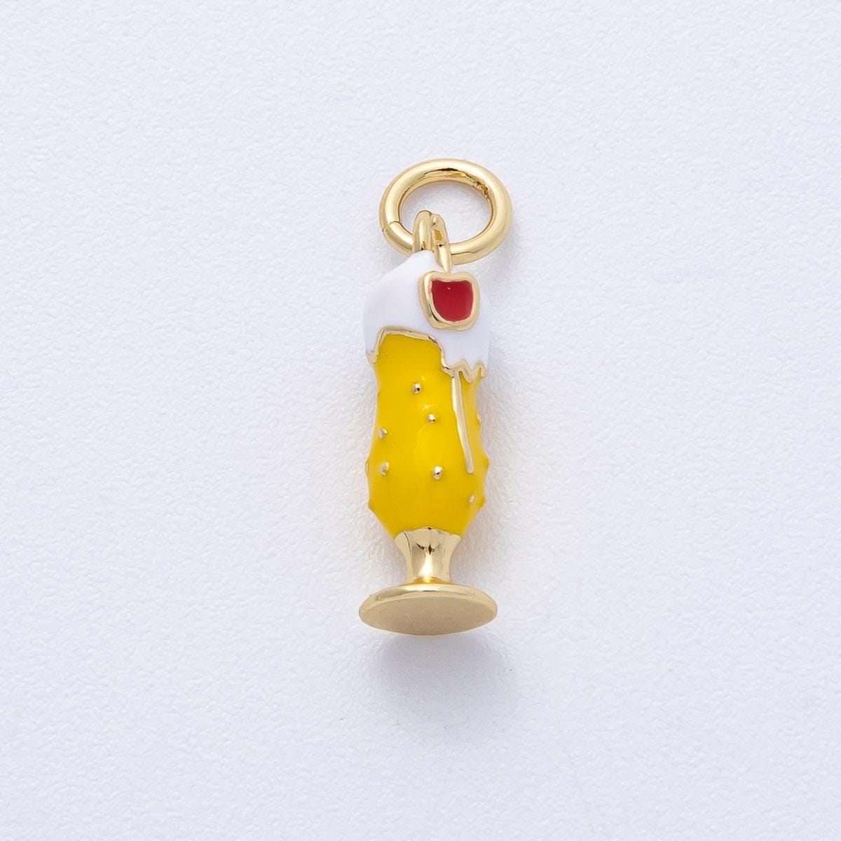 14k Gold Filled Cute Ice Cream Milkshake Charm Sundae Dessert with Cherry On Top DIY Jewelry Supply Custom Charm Bracelet Necklace | AK118