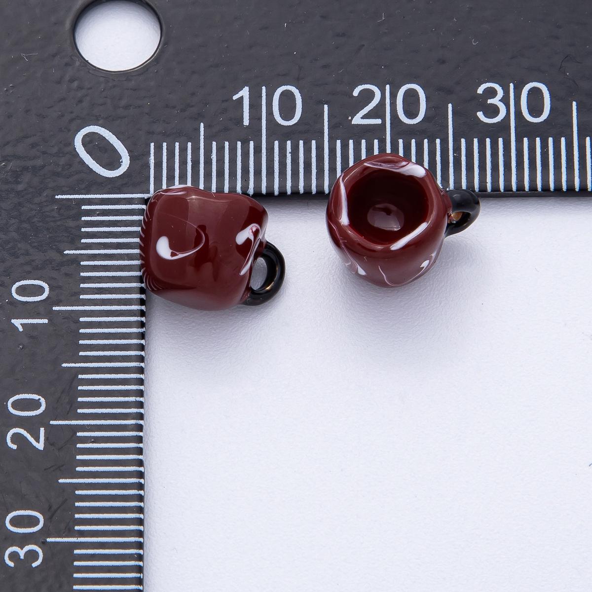 9.6mm Mini Brown Cup Charm Tiny Ceramic Mug Pendant for Custom Bracelets Earrings Necklace DIY Jewelry Making Supply Finding | Z1650